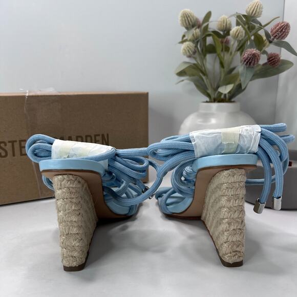 Steve Madden Idolized Strappy Ankle Tie Wedge Heel Blue Women 6.5M NWB - Picture 4 of 12